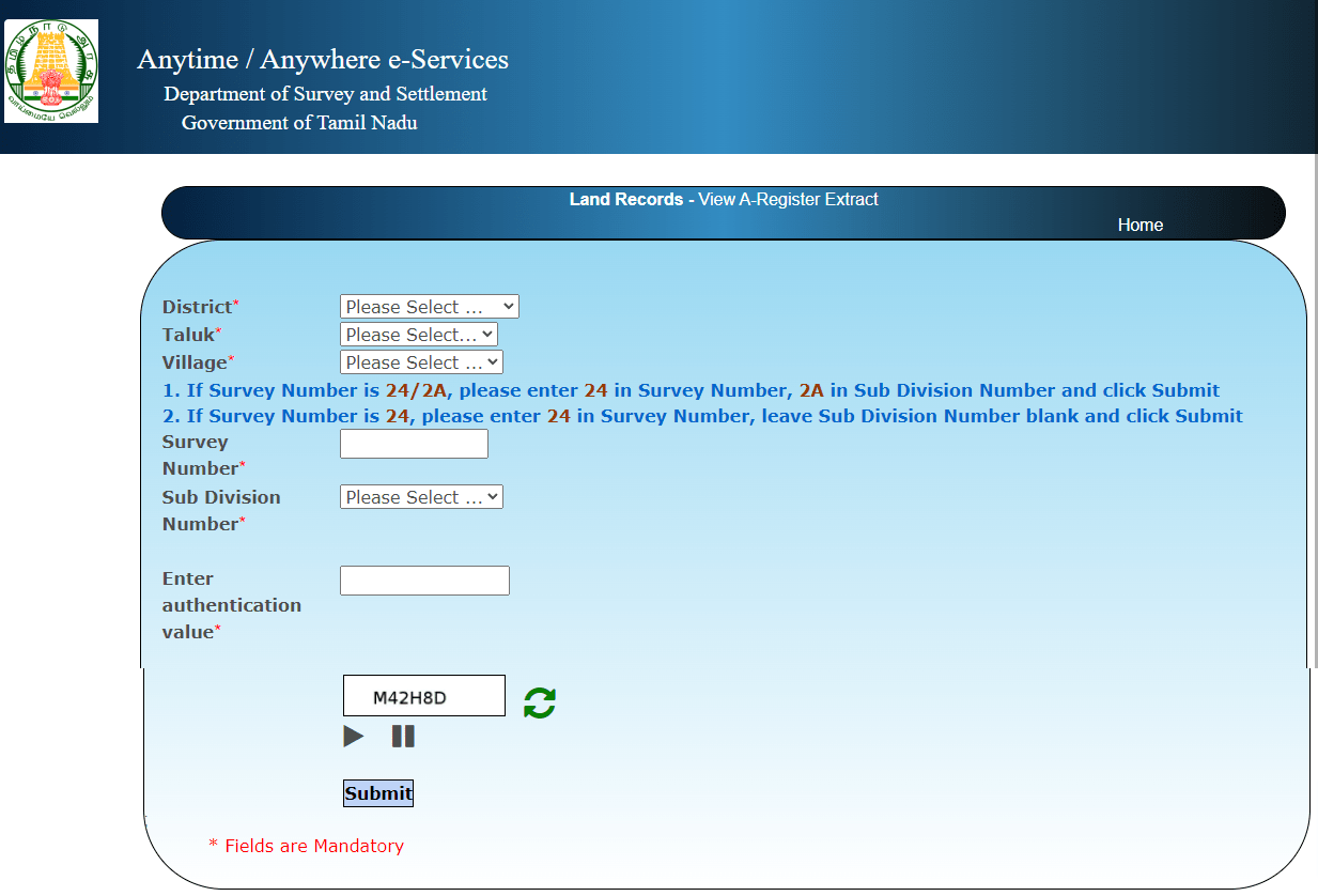 Find Survey Number Online Tamil Nadu